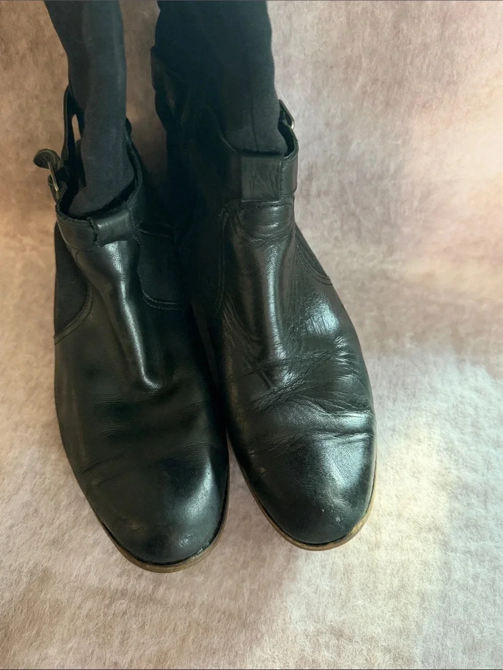 Patagonia Black Over-the-Knee Buckle Riding Boots